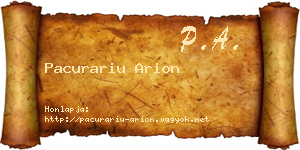 Pacurariu Arion névjegykártya